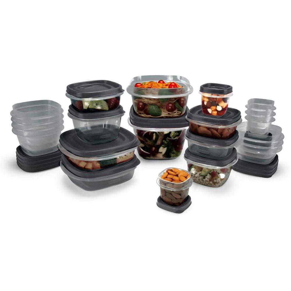 imageRubbermaid EasyFindLids Food Storage Containers with SilverShield Antimicrobial Protection 42Piece Set BPAFree GreyGrey