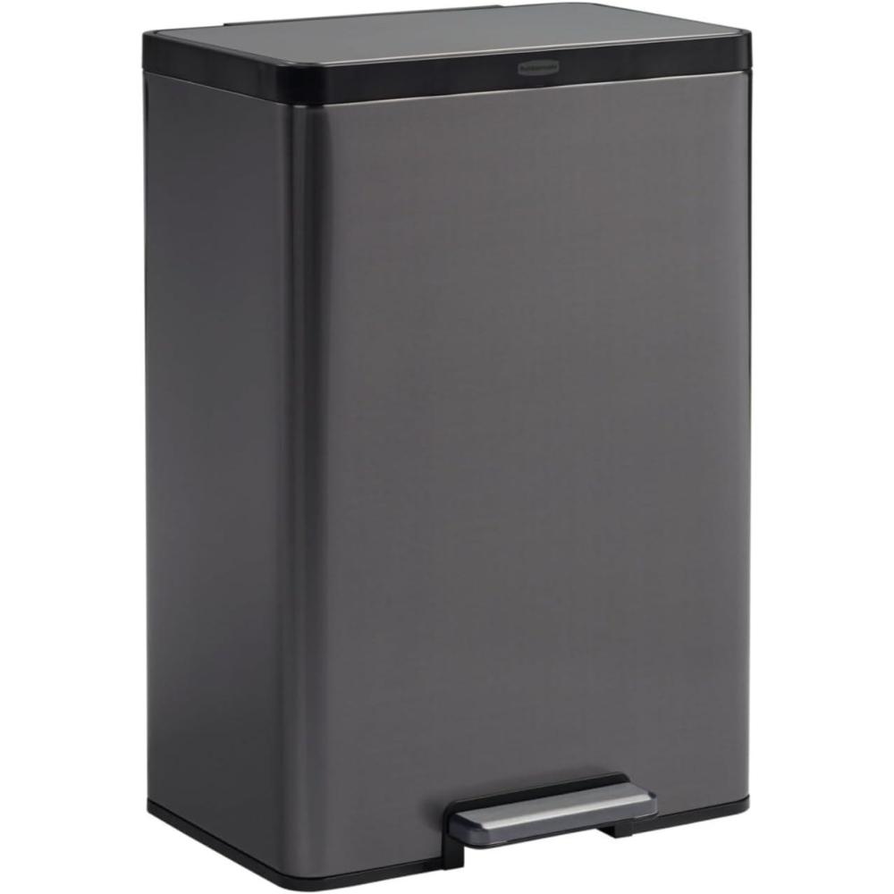imageRubbermaid Elite Stainless Steel Metal Dual Stream StepOn Trash Can for Waste and Recycling 159 Gallon Charcoal Trash and Recycle Bin Combo for HomeKitchenGarageApartmentOffice105 Gallon