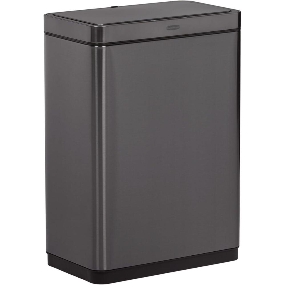 imageRubbermaid Elite Stainless Steel Slim Sensor Trash Can 12Gallon Batteries Included Charcoal Wastebasket for HomeKitchenHotelLobbyOffice 118GSensor