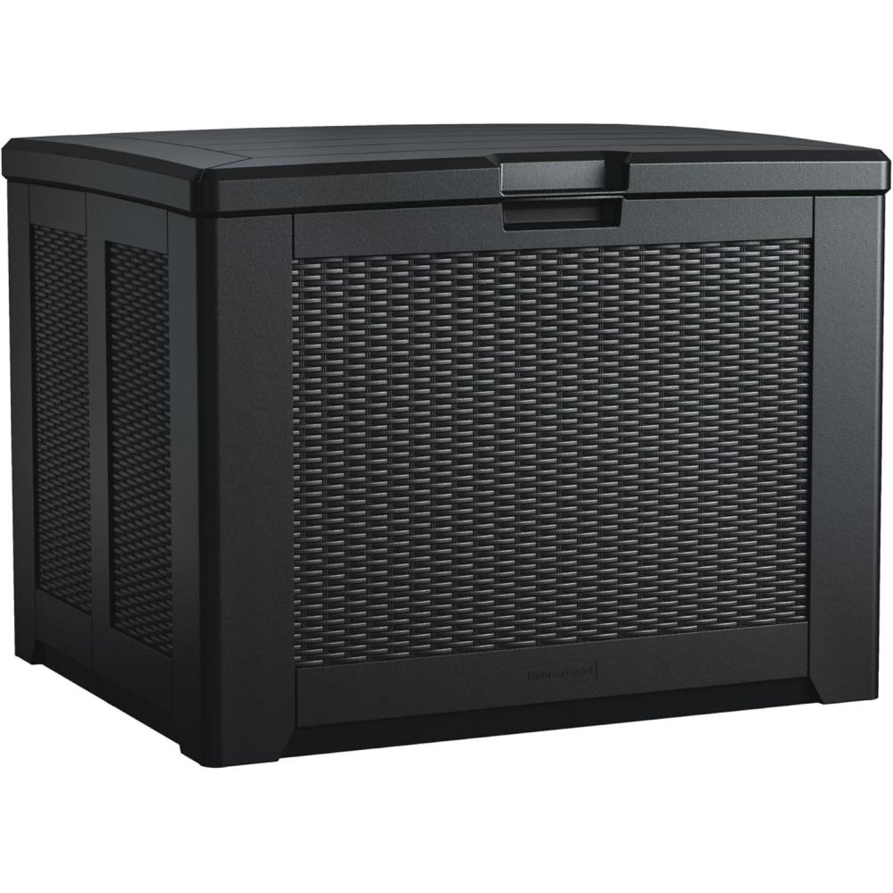 imageRubbermaid Extra Large Resin Outdoor Storage Deck Box 134 Gal Weather Resistant Brown Deck Organization for HomeBackyardPool ChemicalsToysGarden ToolsPorchPatio CushionsCharcoal