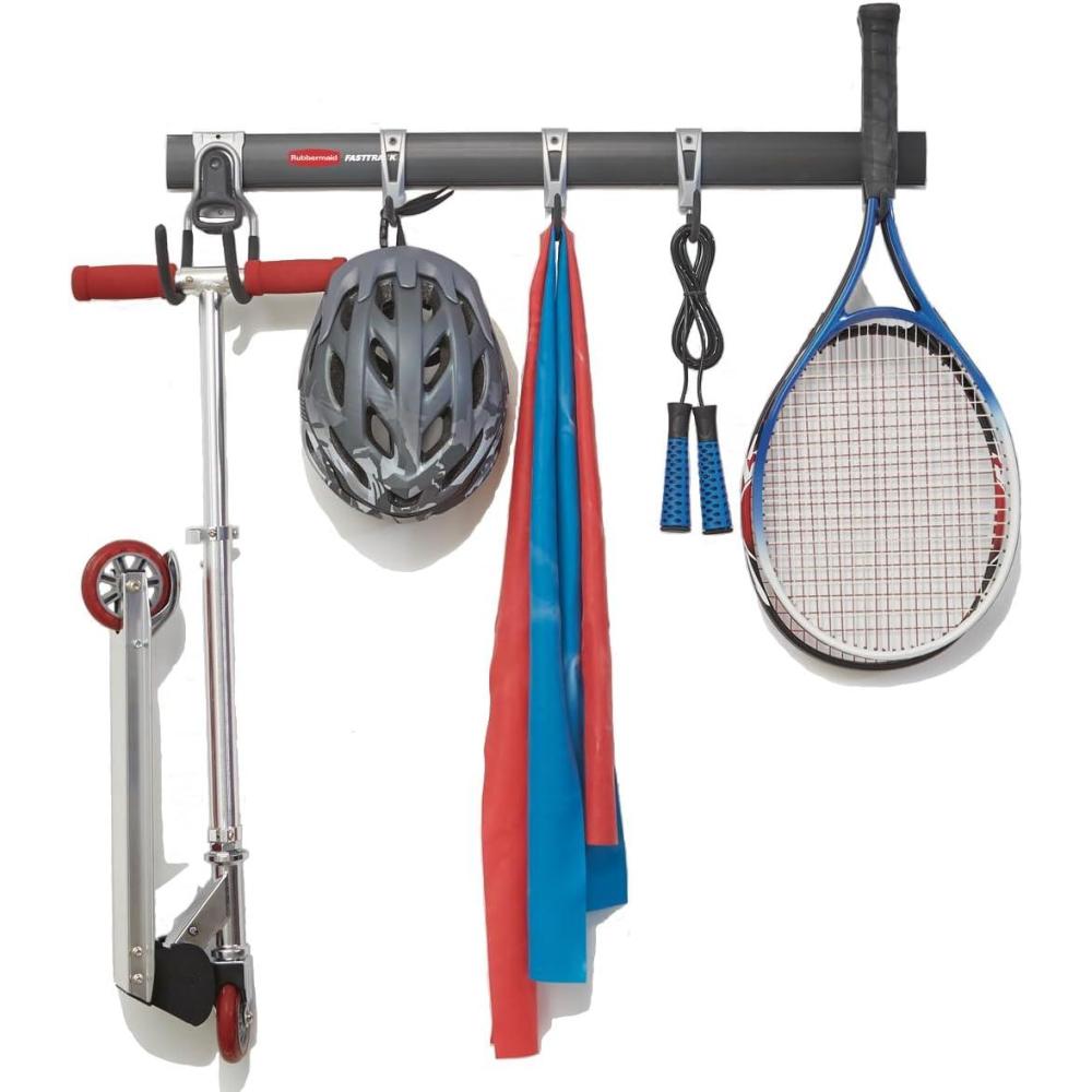 imageRubbermaid FastTrack Garage Storage Utility Hooks All in One Rail Hook Kit and Tool Organizer 6 Piece Heavy Duty for WallShedGarden