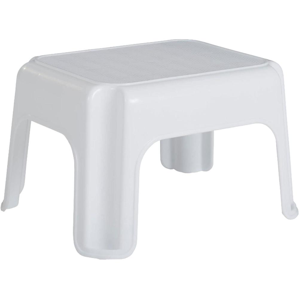 imageRubbermaid OneStep Stool Bisque Holds up to 200 Pounds 7quot Height Gray Durable Step Stool for KidsBathroomHomeOfficeGarageWhite