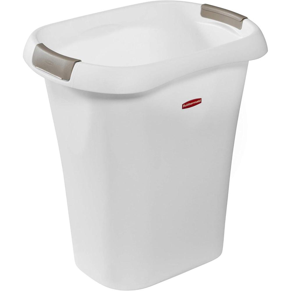 imageRubbermaid Open Top Trash Can 53Gallon White Plastic WastebasketGarbage Bin for HomeKitchenBathroomGarage