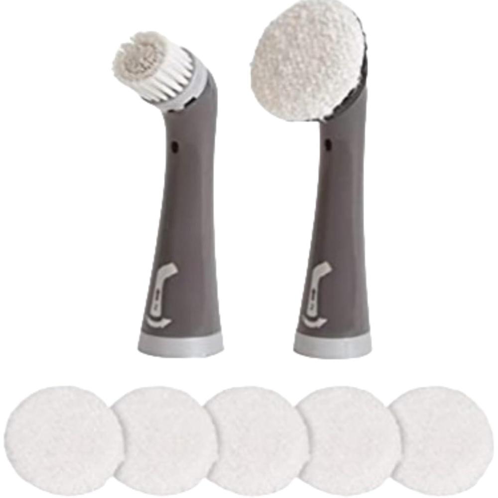 imageRubbermaid Reveal Power Scrubber Attachable Soft Bristle ampamp Velcro Head with 6 Microfiber Pads for Cordless Electric Battery Powered Scrub Brush Ideal for ShoesSneakersCar TrimTiresFurniture8 Piece Polish Kit