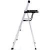 Rubbermaid 3-Step Ladder, Aluminum Lightweight Folding Step Stool with Project Tray, Silver, Tested to US Safety Standards, No Assembly Required(3-Step w/ Oversized Project Tray)