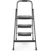 Rubbermaid 3-Step Steel Ladder, Folding Step Stool with Hand Grip and Non-Slip Feet, White, Tested to ANSI US Safety Standards, No Assembly Required (Amazon Exclusive)(Black Finish)