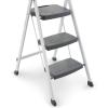 Rubbermaid 3-Step Steel Ladder, Folding Step Stool with Hand Grip and Non-Slip Feet, White, Tested to ANSI US Safety Standards, No Assembly Required (Amazon Exclusive)(White Finish)