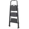 Rubbermaid 3-Step Steel Ladder, Folding Step Stool with Hand Grip and Non-Slip Feet, White, Tested to ANSI US Safety Standards, No Assembly Required (Amazon Exclusive)(Black Finish)