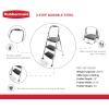 Rubbermaid 3-Step Steel Ladder, Folding Step Stool with Hand Grip and Non-Slip Feet, White, Tested to ANSI US Safety Standards, No Assembly Required (Amazon Exclusive)(Silver)
