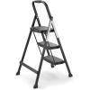 Rubbermaid 3-Step Steel Ladder, Folding Step Stool with Hand Grip and Non-Slip Feet, White, Tested to ANSI US Safety Standards, No Assembly Required (Amazon Exclusive)(Black Finish)