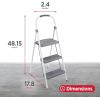 Rubbermaid 3-Step Steel Ladder with Project Tray, Folding Step Stool with Hand Grip and Non-Slip Feet, White, Tested to ANSI US Safety Standards, No Assembly Required (Amazon Exclusive)(3-Step)