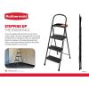 Rubbermaid 3-Step Steel Ladder with Project Tray, Folding Step Stool with Hand Grip and Non-Slip Feet, White, Tested to ANSI US Safety Standards, No Assembly Required (Amazon Exclusive)(3-Step w/ Project Tray)