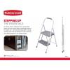 Rubbermaid 3-Step Steel Ladder with Project Tray, Folding Step Stool with Hand Grip and Non-Slip Feet, White, Tested to ANSI US Safety Standards, No Assembly Required (Amazon Exclusive)(2-Step)