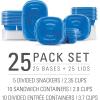 Rubbermaid 50-Piece Food Storage Containers with Lids for Lunch, Meal Prep, and Leftovers, Dishwasher Safe, Set of 25, Marine Blue(Marine Blue)