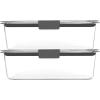 Rubbermaid Brilliance BPA-Free Food Storage Containers, Medium Deep, 4.7 Cup, 2-Pack, Airtight & Leak-Proof, Microwave & Dishwasher Safe(Set of 2 (9.6 Cup) Containers)