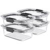 Rubbermaid Brilliance Glass Storage Set of 9 Food Containers, Clear & Brilliance Glass Storage 3.2-Cup Food Containers with Lids, 4-Pack (8 Pieces Total), BPA Free and Leak Proof, Medium, Clear(18-Piece Set  Assorted)