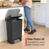 Rubbermaid Classic 13 Gallon Premium Step-On Trash Can with Lid and Stainless-Steel Pedal, Black Waste Bin for Kitchen/Home/Office/Garage(Black)