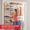 Rubbermaid Configurations Deluxe Custom Closet Kit 3-6 Ft. Adjustable Metal Wire Shelving White Finish Expandable Organization System Hardware Included for Home Closet/Pantry/Laundry/Mudroom(Titanium)
