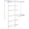 Rubbermaid Configurations Deluxe Custom Closet Kit 3-6 Ft. Adjustable Metal Wire Shelving White Finish Expandable Organization System Hardware Included for Home Closet/Pantry/Laundry/Mudroom(White)