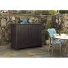Rubbermaid Decorative Outdoor Storage Cabinet (123 Gal), Weather Resistant, Brown, Organization for Home/Backyard/Pool Chemicals/Toys/Garden Tools/Porch/Patio Cushions(Dark Teak)
