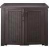 Rubbermaid Decorative Outdoor Storage Cabinet (123 Gal), Weather Resistant, Brown, Organization for Home/Backyard/Pool Chemicals/Toys/Garden Tools/Porch/Patio Cushions(Black Oak)