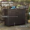 Rubbermaid Decorative Outdoor Storage Cabinet (123 Gal), Weather Resistant, Brown, Organization for Home/Backyard/Pool Chemicals/Toys/Garden Tools/Porch/Patio Cushions(Dark Teak)