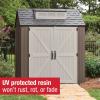 Rubbermaid Extra Large Resin Outdoor Storage Shed With Floor (7 x 10.5 Ft.) Weather Resistant Brown Organization for Home/Lawn Mower/Backyard Equipment/Bike Storage/Pool Supplies(Brown)
