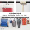 Rubbermaid FastTrack 2-Handle Hook (S Hook) Mounted Garage Storage and Space Saving Organization System Metallic Powder-Coated Steeel for Rakes/Brooms/Toys/Ladders(Individual (Pack of 6))