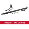 Rubbermaid FastTrack Garage Storage Utility Hooks 5 Piece Black All in One Rail Hook Kit and Tool Organizer Heavy Duty for Home/Garage/Shed/Garden(1 Rail  4 Hooks)