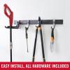 Rubbermaid FastTrack Garage Storage Utility Hooks 5 Piece Black All in One Rail Hook Kit and Tool Organizer Heavy Duty for Home/Garage/Shed/Garden(1 Rail  4 Hooks)