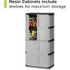 Rubbermaid Freestanding Storage Cabinet with Doors 18″D x 36″W x 37″H Medium Gray/Black Two-Shelf Lockable Cabinet for Indoor/Outdoor/Garage Storage for Garden Tools/Lawn Care Accessories(Large)