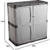 Rubbermaid Freestanding Storage Cabinet with Doors 18″D x 36″W x 37″H Medium Gray/Black Two-Shelf Lockable Cabinet for Indoor/Outdoor/Garage Storage for Garden Tools/Lawn Care Accessories(Medium)