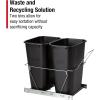 Rubbermaid Kitchen Cabinet Pull-Out Trash Can and Recycling Bin, 20-Gallon, Black, Under Sink Trash/ Recycling, for Home/Kitchen/Bathroom/Office/Garage