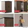 Rubbermaid Medium Vertical Resin Outdoor Storage Shed With Floor (5 x 4 Ft), Weather Resistant, Brown, Organization for Home/Backyard/Pool/Garden/Lawn Tools(5’x4′)