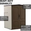 Rubbermaid Medium Vertical Resin Outdoor Storage Shed With Floor (5 x 4 Ft), Weather Resistant, Brown, Organization for Home/Backyard/Pool/Garden/Lawn Tools(5’x4′)