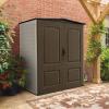 Rubbermaid Medium Vertical Resin Outdoor Storage Shed With Floor (5 x 4 Ft), Weather Resistant, Brown, Organization for Home/Backyard/Pool/Garden/Lawn Tools(5’x4′)
