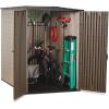 Rubbermaid Medium Vertical Resin Outdoor Storage Shed With Floor (5 x 4 Ft), Weather Resistant, Brown, Organization for Home/Backyard/Pool/Garden/Lawn Tools(5’x6′)