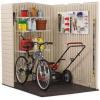 Rubbermaid Medium Vertical Resin Outdoor Storage Shed With Floor (5 x 4 Ft), Weather Resistant, Brown, Organization for Home/Backyard/Pool/Garden/Lawn Tools(5’x6′)