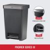 Rubbermaid Premier Series IV Step-On Trash Can for Home and Kitchen, 12.4 Gallon, Stainless Steel Lid Charcoal, for Home/Kitchen/Garage/Apartment/Office(12.4G – Metal Rim)
