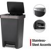 Rubbermaid Premier Series IV Step-On Trash Can for Home and Kitchen, 12.4 Gallon, Stainless Steel Lid Charcoal, for Home/Kitchen/Garage/Apartment/Office(12.4G – Metal Accents)