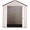 Rubbermaid Resin Outdoor Storage Shed With Floor (7 x 3.5 Ft.) Weather Resistant Brown/Grey Organization for Home/Lawn Mower/Backyard Equipment/Bike Storage/Pool Supplies(Tan/White)