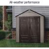 Rubbermaid Resin Outdoor Storage Shed With Floor (7 x 3.5 Ft.) Weather Resistant Brown/Grey Organization for Home/Lawn Mower/Backyard Equipment/Bike Storage/Pool Supplies(Gray/Brown)
