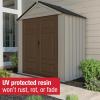 Rubbermaid Resin Outdoor Storage Shed With Floor (7 x 3.5 Ft.) Weather Resistant Brown/Grey Organization for Home/Lawn Mower/Backyard Equipment/Bike Storage/Pool Supplies(Gray/Brown)