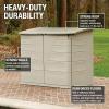 Rubbermaid Small Horizontal Resin Outdoor Storage Shed With Floor (4.5 x 3 Ft) Weather Resistant, Beige/Brown, Organization for Home/Backyard/Pool Chemicals/Toys/Garden Tools/Porch/Patio Cushions(Large Horizontal Shed)