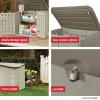 Rubbermaid Small Horizontal Resin Outdoor Storage Shed With Floor (4.5 x 3 Ft) Weather Resistant, Beige/Brown, Organization for Home/Backyard/Pool Chemicals/Toys/Garden Tools/Porch/Patio Cushions(Large Horizontal Shed)