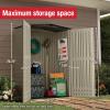 Rubbermaid Small Vertical Resin Outdoor Storage Shed With Floor (2.3 x 4.6 Ft), Weather Resistant, Beige/Brown, Organization for Home/Backyard/Pool Chemicals/Toys/Garden Tools/Porch/Patio Cushions(5’x2′)