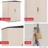 Rubbermaid Small Vertical Resin Outdoor Storage Shed With Floor (2.3 x 4.6 Ft), Weather Resistant, Beige/Brown, Organization for Home/Backyard/Pool Chemicals/Toys/Garden Tools/Porch/Patio Cushions(5’x4′)