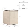 Rubbermaid Small Vertical Resin Outdoor Storage Shed With Floor (2.3 x 4.6 Ft), Weather Resistant, Beige/Brown, Organization for Home/Backyard/Pool Chemicals/Toys/Garden Tools/Porch/Patio Cushions(5’x6′)