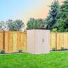 Rubbermaid Small Vertical Resin Outdoor Storage Shed With Floor (2.3 x 4.6 Ft), Weather Resistant, Beige/Brown, Organization for Home/Backyard/Pool Chemicals/Toys/Garden Tools/Porch/Patio Cushions(5’x4′)