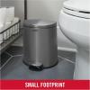 Rubbermaid Stainless Steel Slim Step-On Trash Can, 2.6-Gallon, Charcoal, Wastebasket with Lid for Home/Bathroom/Kitchen(Semi-Round Step-On)